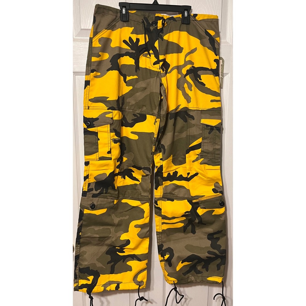 Rothco Womens Yellow Camo Paratrooper‎ Fatigues Cargo Pants D3786 Size S New